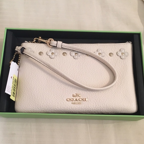 Coach light chalk 'poppy' wristlet