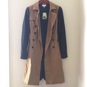 NWT Anthropologie Colorblocked Plaid Trench Coat S
