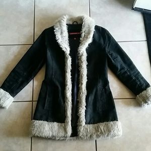 HOLD FOR @FAYEVITT leather coat with faux fur