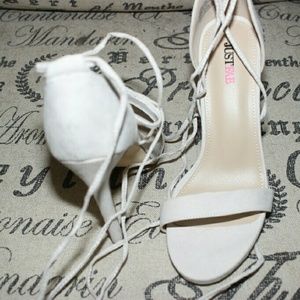 JustFab Shoes - Nude heels with lace up straps JustFab Shoes - Nude heels with lace up straps