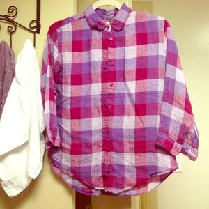 Women flannel 2/3 sleeve shirt