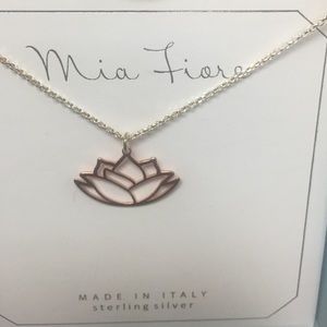 Made in Italy sterling silver Lotus charm necklace