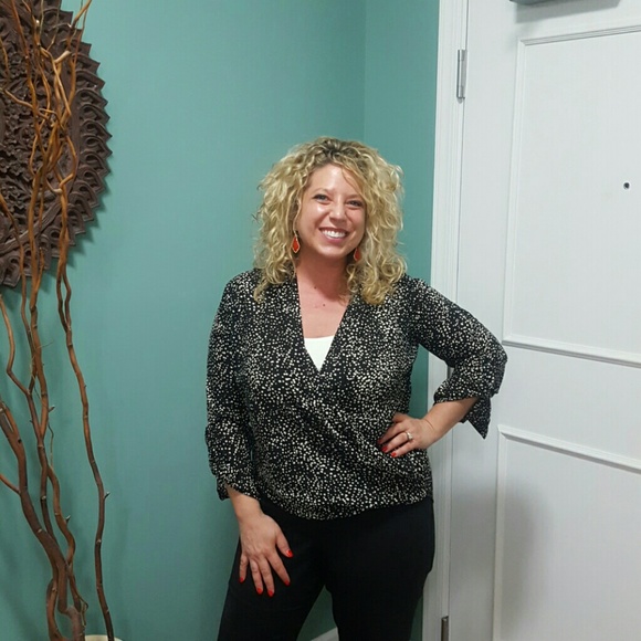 Awesome polka dot wrap blouse