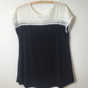 Adorable cream and black top, ties in back