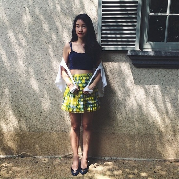 Yellow floral skirt