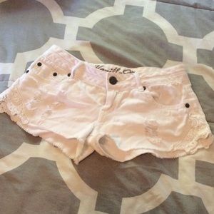 White shorts with crochet on sides