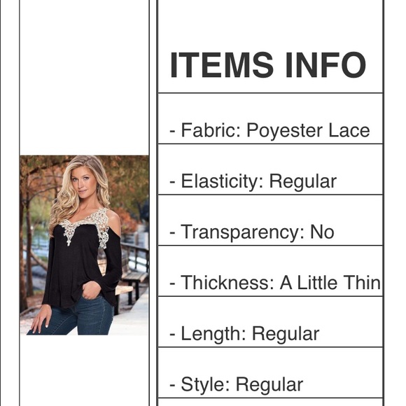 🍭🍭V NECK COLD SHOULDER LACE TUNIC🍭🍭 - Picture 2 of 3