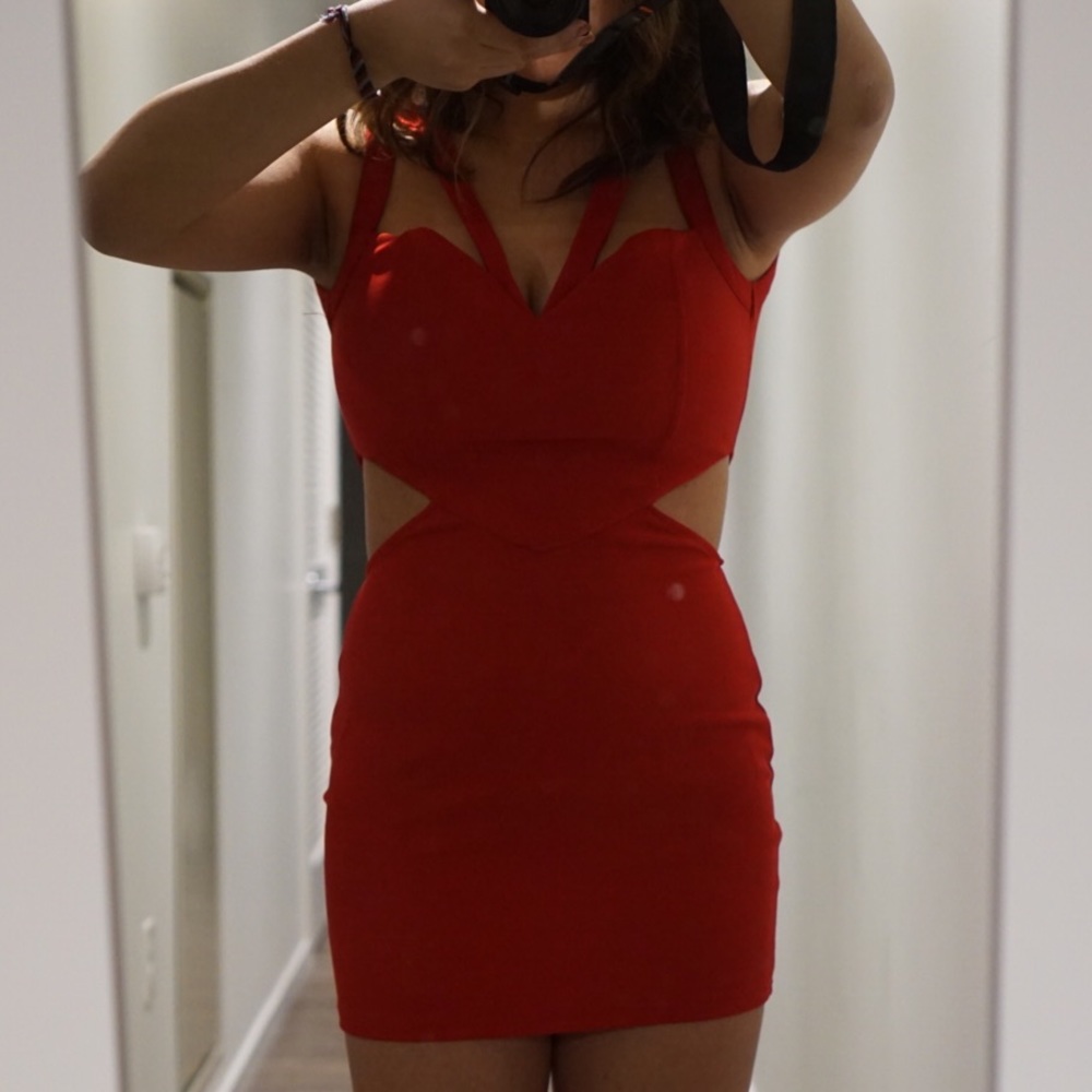 (Sold) Tobi Red Cutout Bodycon Dress