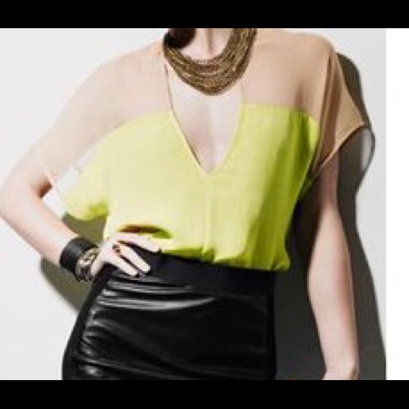 Mason "Georgette" inset tee in Size 2 neon yellow