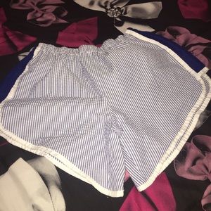 Blue Seersucker Striped Running / Athletic Shorts