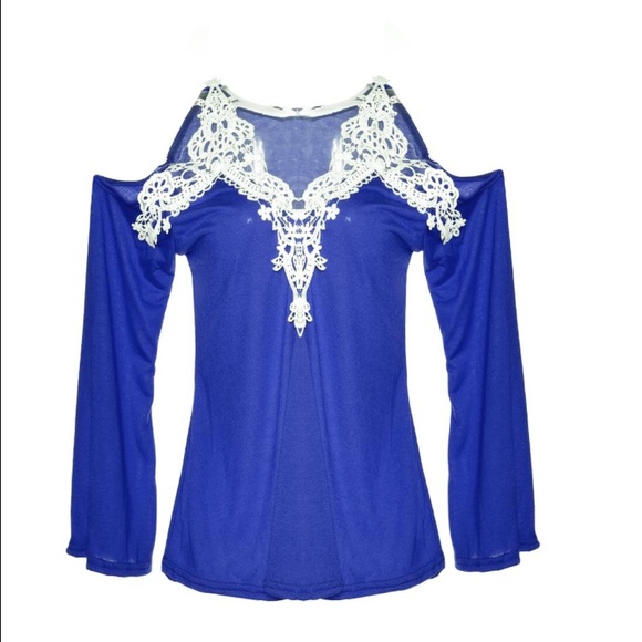 ROYAL BLUE V NECK LACE TUNIC🍭🍭 - Picture 4 of 4