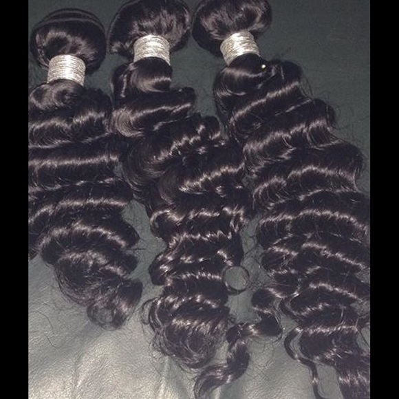 ✨3 BUNDLES PERUVIAN DEEP WAVE+ SILK BASED CLOSURE✨ main image 4