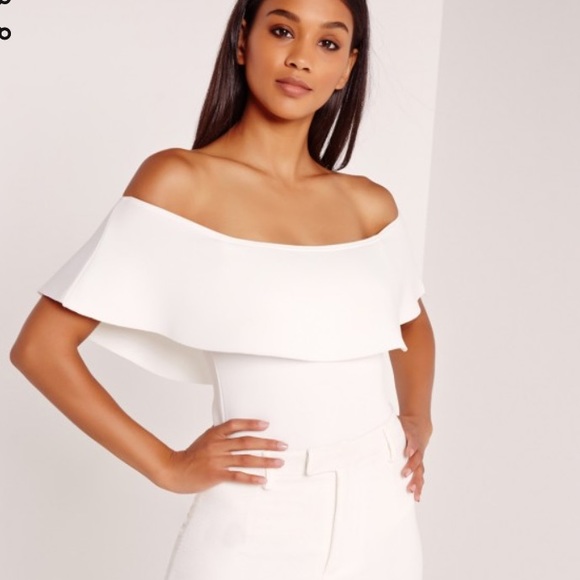 Missguided Tops - White off the shoulder top bodysuit