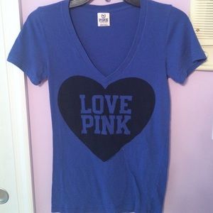 Blue pink vneck