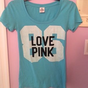 Light blue scoop neck