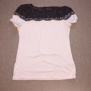 Pink top with black lace!