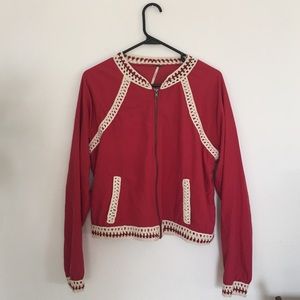 Crochet detail Free People bomber