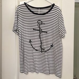 Lose fit anchor striped tee