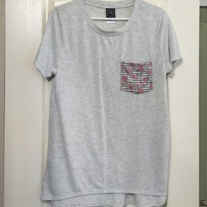 Light grey floral pocket tee