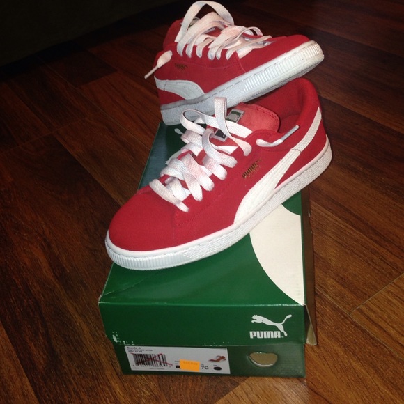 Red Suede Kids Pumas