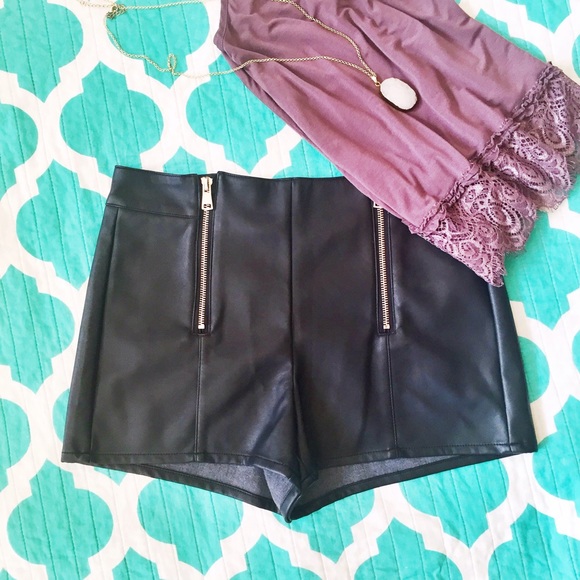NWT Forever 21 black leather shorts