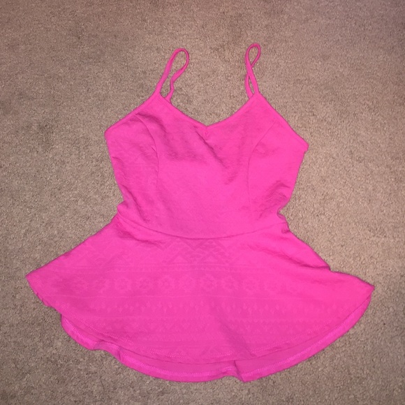 Hot Pink Peplum w/ tribal print
