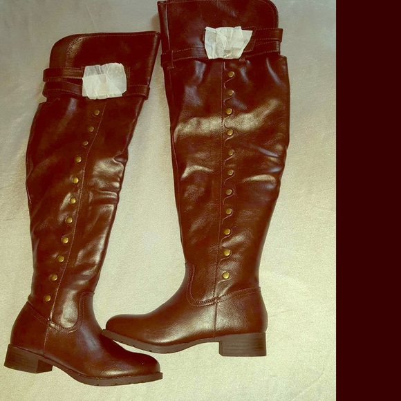 Dark brown over the knee boots