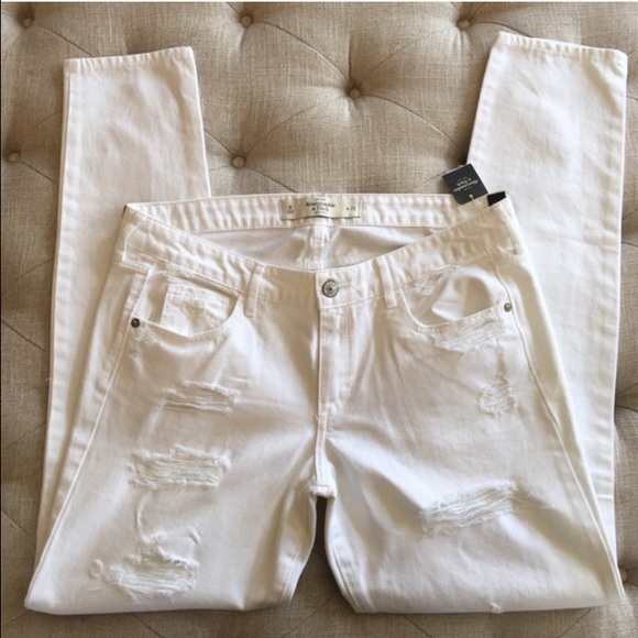 Abercrombie Distressed White Jeans