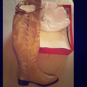 Tan over the knee boots