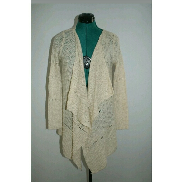 UNIF BEIGE CROCHET KNIT WRAP SWEATER SZ S