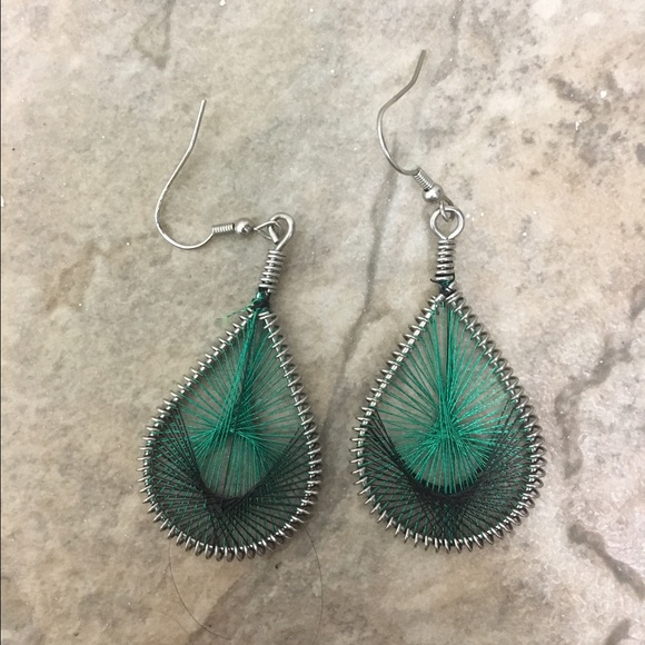 Green dangling earrings