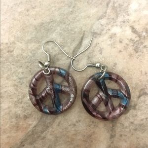 Glass blown peace sign earrings