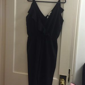 Black v neck ruffle jumpsuit