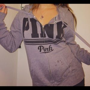 Victoria's Secret PINK Grey Zip Up Hoodie Large