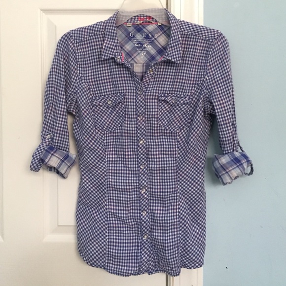 Guess Button-Down Plaid Shirt