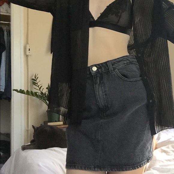AA black denim skirt size large