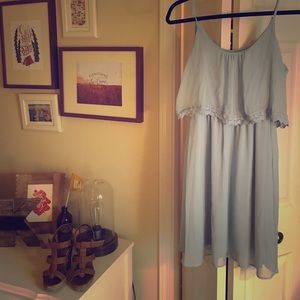 2 for 25% off! Pastel Blue Ruffle, Lace-Trim Dress