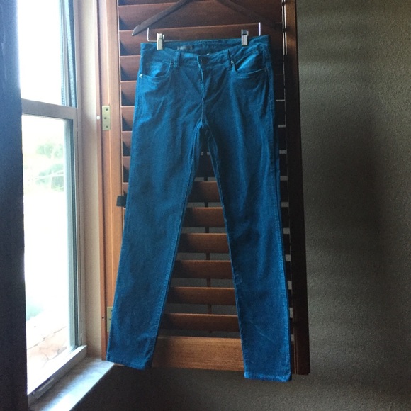 Teal skinny corduroy pants