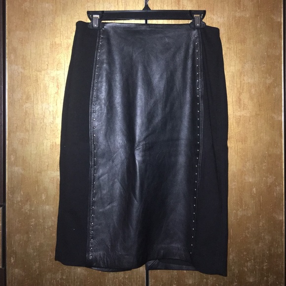 White House black market Leather pencil skirt