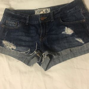 Pink VS distressed denim shorts size 4
