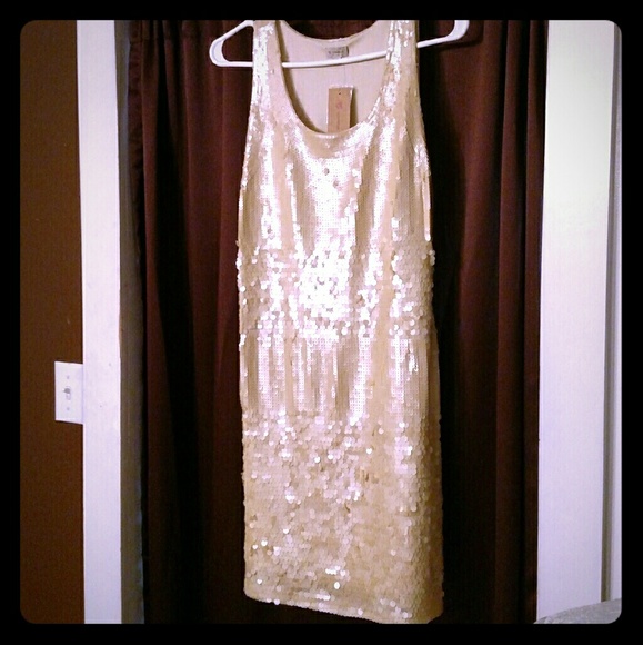 Cremieux Creamy Gold Sequin Dress