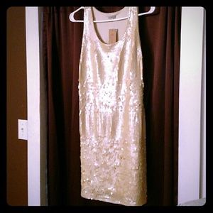 Cremieux Creamy Gold Sequin Dress