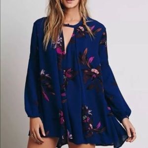 Free People Tree Swing Navy Blue Tunic Dress