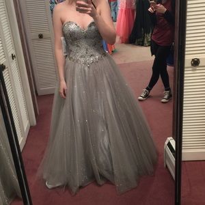 Silver Corset-Back Ballgown