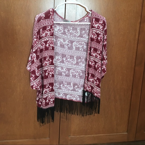 Maroon elephant cardigan