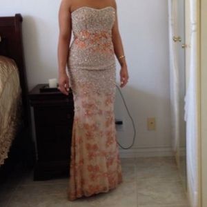 Claire collection corral beaded gown