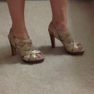 Gold shimmer Coach 5" heels