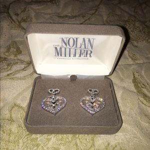 Nolan Miller Clip on Heart CZ Earrings in silver