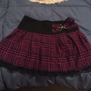 Morbid thread plaid lacy skirt with buckles