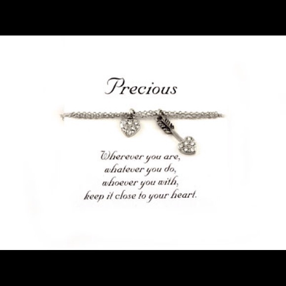Silver Heart And Heart Tipped Arrow Pave Crystals